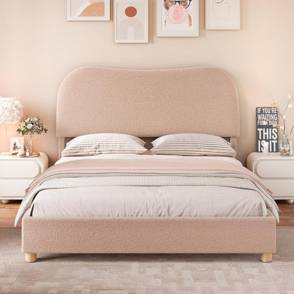 Boucle Fabric Full Bed Frame 