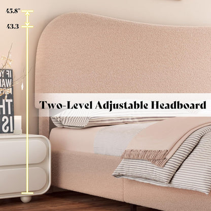 Boucle Fabric Full Bed Frame 