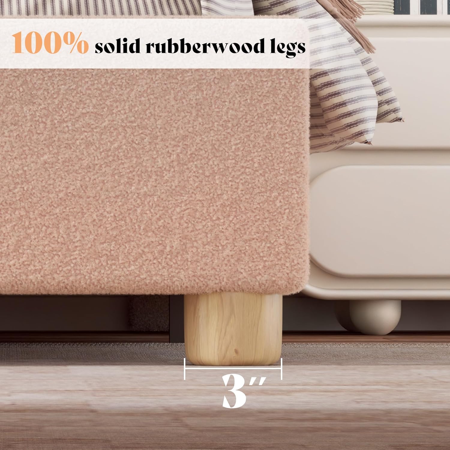 Boucle Fabric Full Bed Frame 