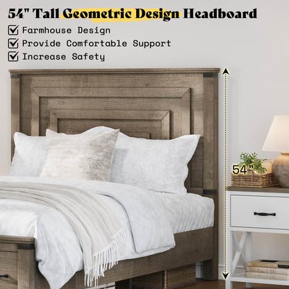 Quin Bed Frame Farmhouse Storage Bed - FullRusticGrey