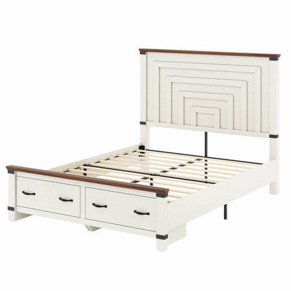 Quin Bed Frame Farmhouse Storage Bed - FullRusticWhite