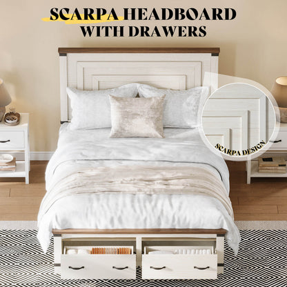 Quin Bed Frame Farmhouse Storage Bed - FullRusticWhite