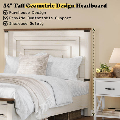 Quin Bed Frame Farmhouse Storage Bed - FullRusticWhite