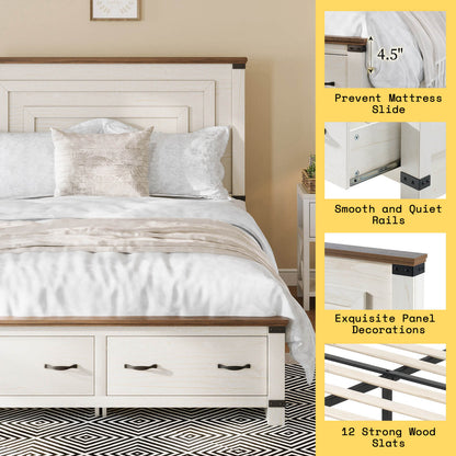 Quin Bed Frame Farmhouse Storage Bed - FullRusticWhite