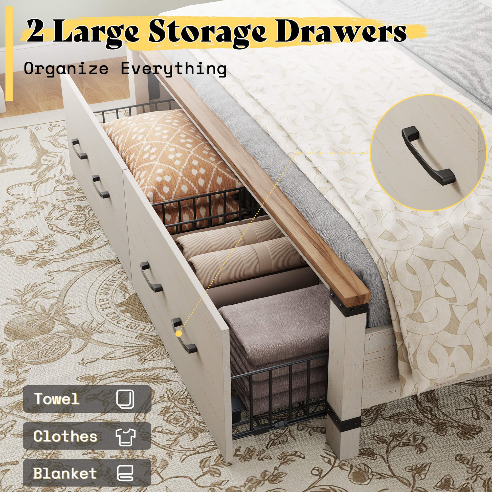 Quin Bed Frame Farmhouse Storage Bed Amerlife