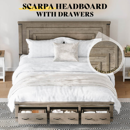 Quin Bed Frame Farmhouse Storage Bed - KingRusticGrey