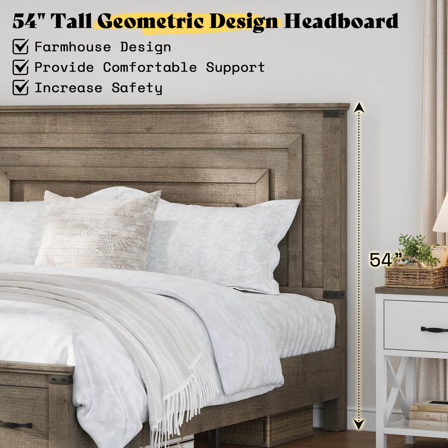 Quin Bed Frame Farmhouse Storage Bed - KingRusticGrey