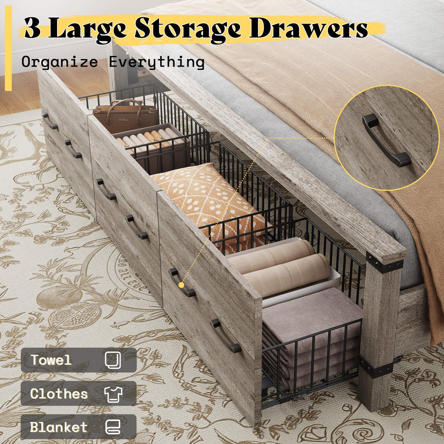 Quin Bed Frame Farmhouse Storage Bed Amerlife