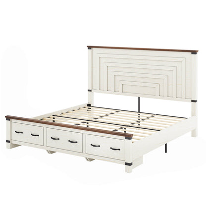 Quin Bed Frame Farmhouse Storage Bed - KingRusticWhite
