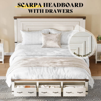 Quin Bed Frame Farmhouse Storage Bed - KingRusticWhite