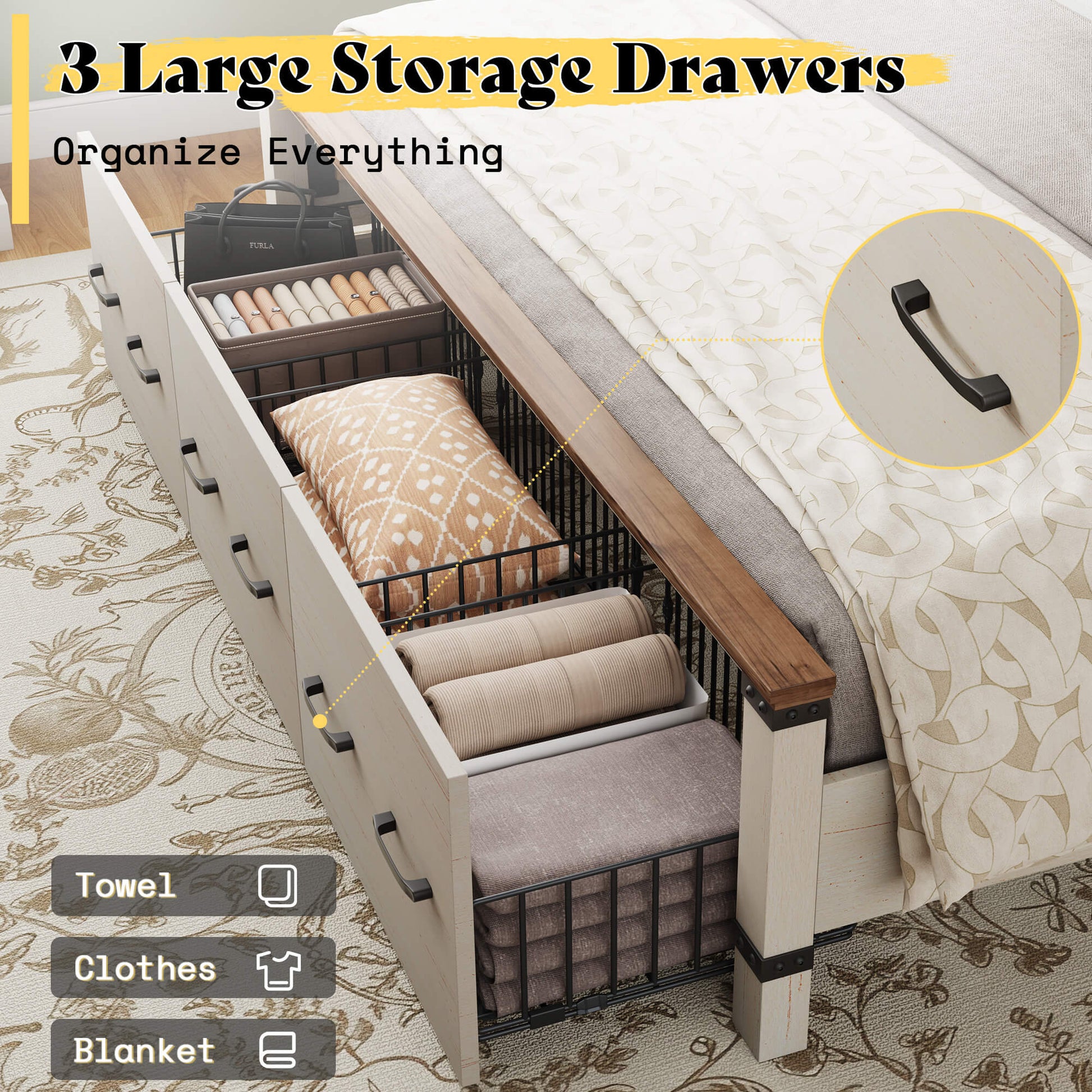 Quin Bed Frame Farmhouse Storage Bed Amerlife