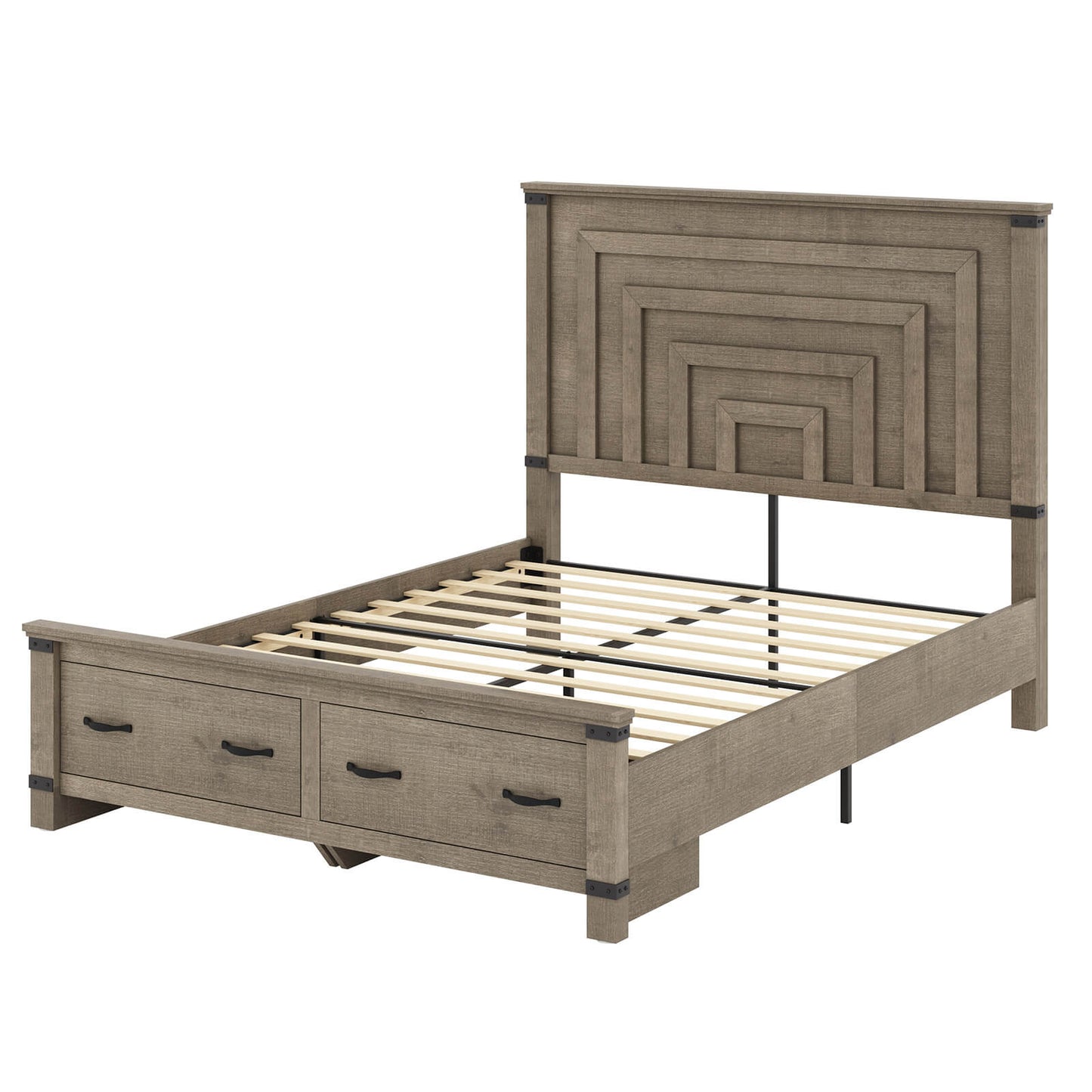 Quin Bed Frame Farmhouse Storage Bed - QueenRusticGrey
