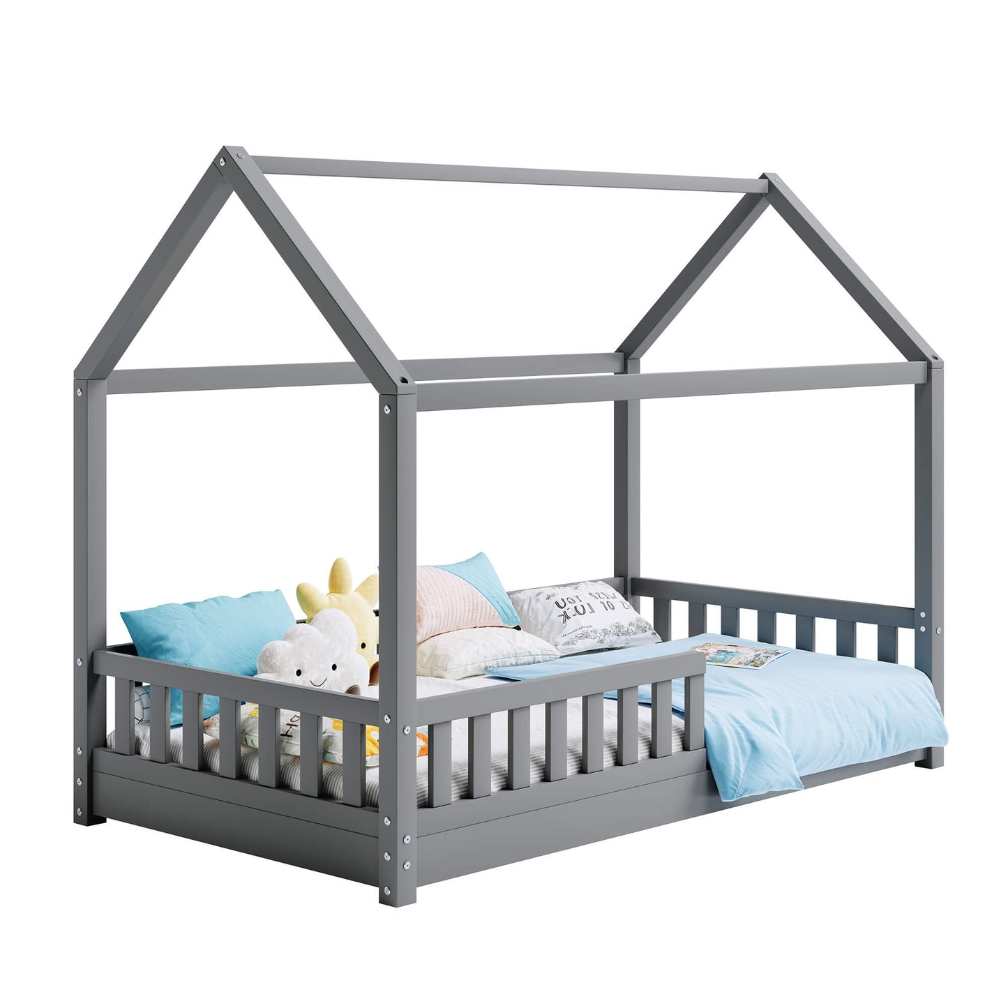 Jocisland Twin Montessori Kids House Bed - Grey