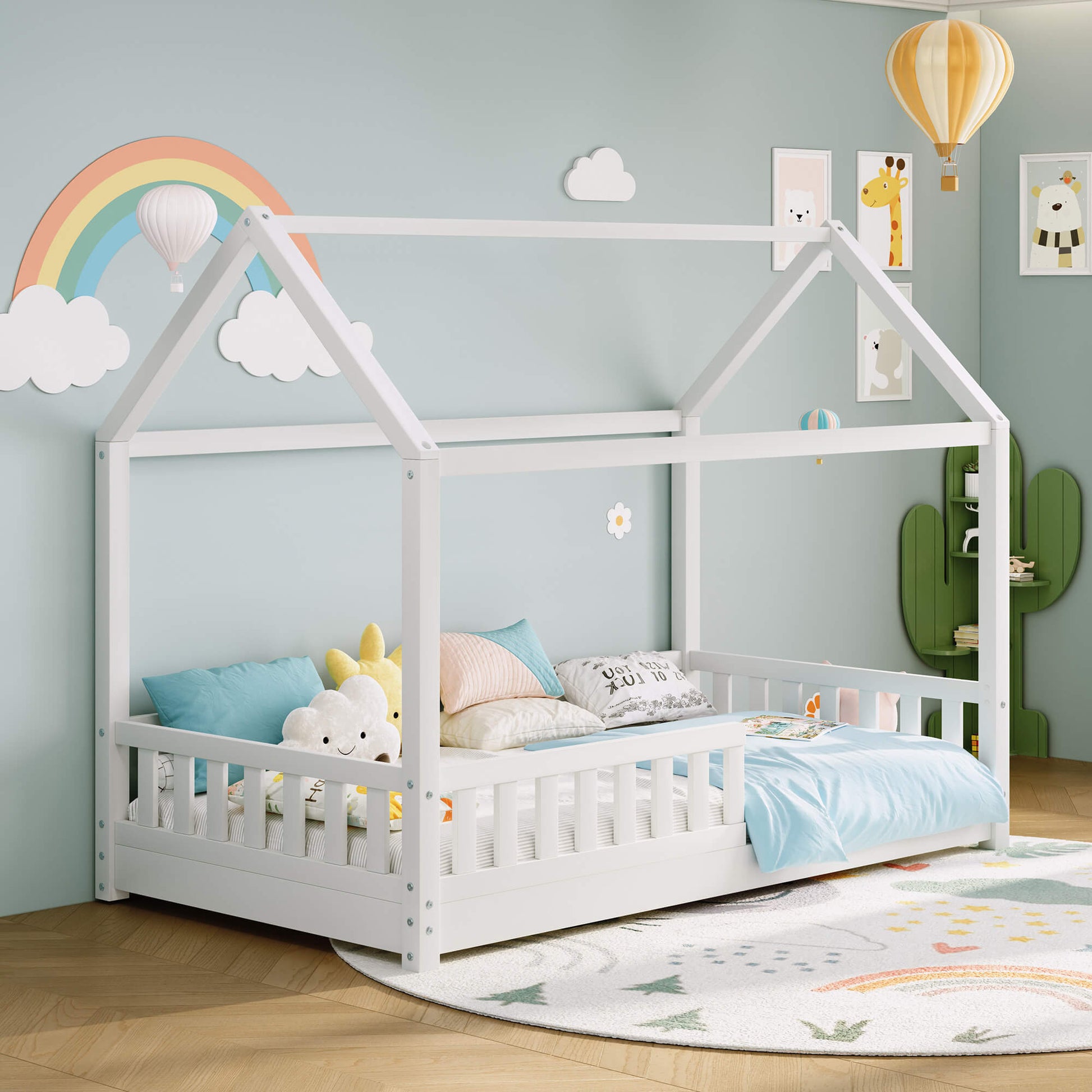 Jocisland Twin Montessori Kids House Bed - White