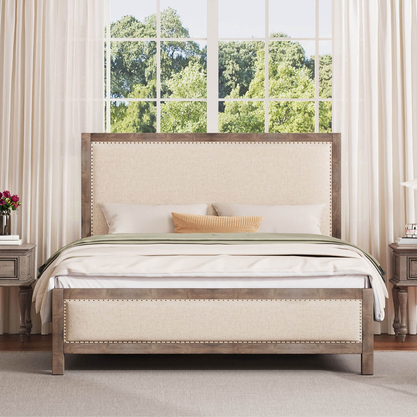 Graystone Solid Wood Bed Frame - Amerlife - Full-Rustic-Off-white