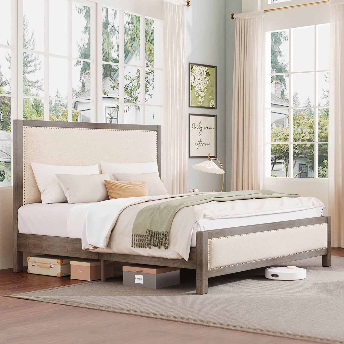 Graystone Solid Wood Bed Frame - Amerlife - Full-Rustic-Off-white