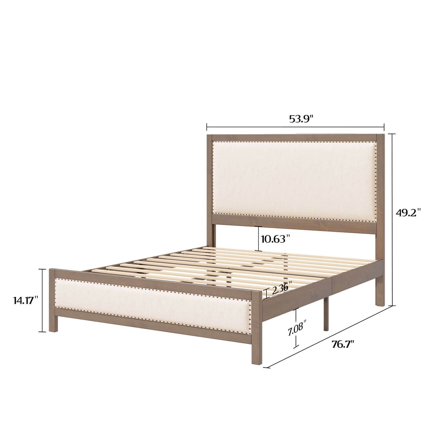 Graystone Solid Wood Bed Frame - Amerlife - Full-Rustic-Off-white