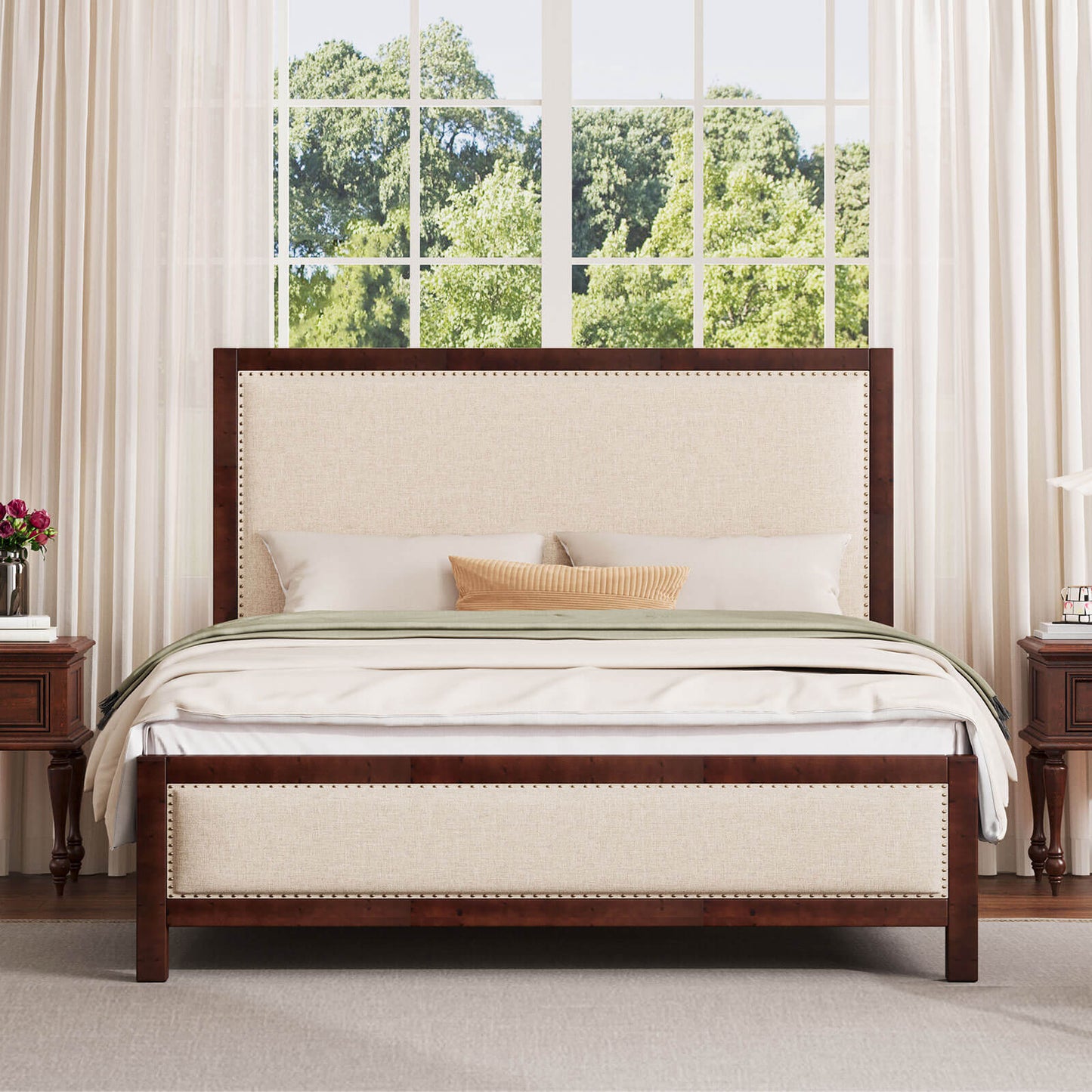 Graystone Solid Wood Bed Frame - Amerlife - Full-Walnut