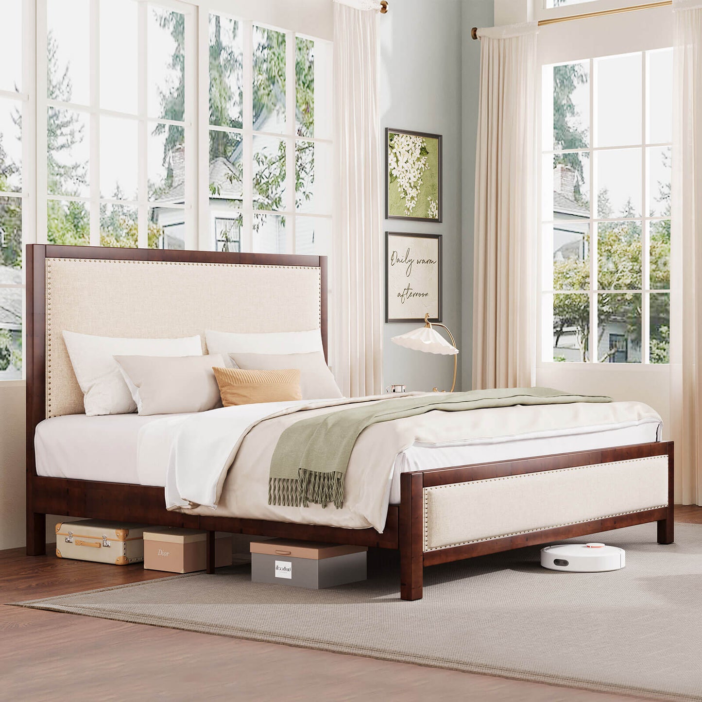 Graystone Solid Wood Bed Frame - Amerlife - Full-Walnut