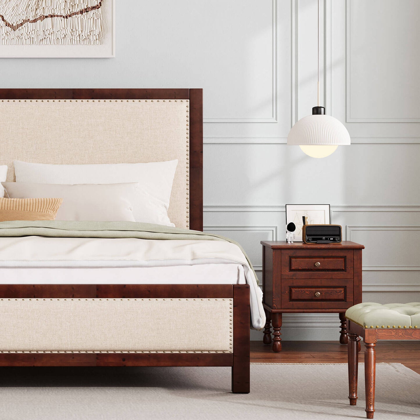 Graystone Solid Wood Bed Frame - Amerlife - Full-Walnut