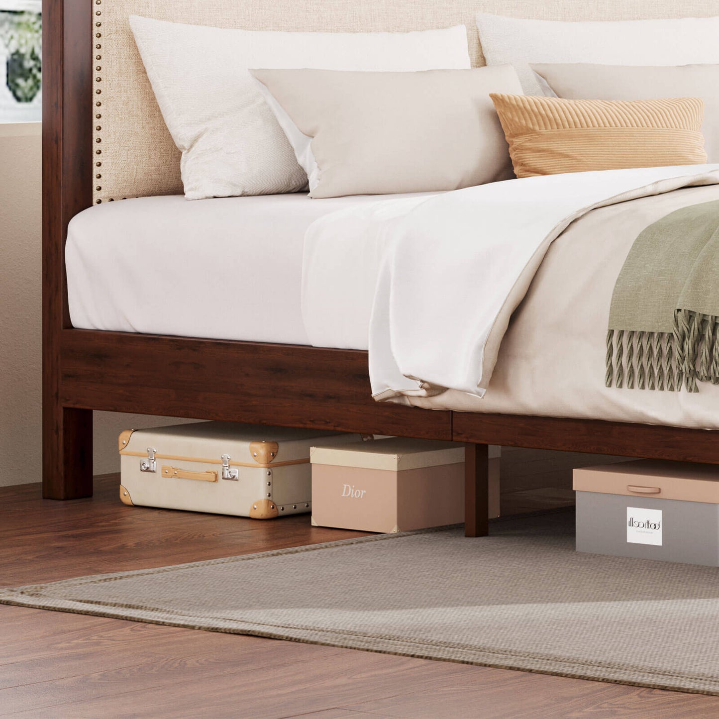 Graystone Solid Wood Bed Frame - Amerlife - Full-Walnut