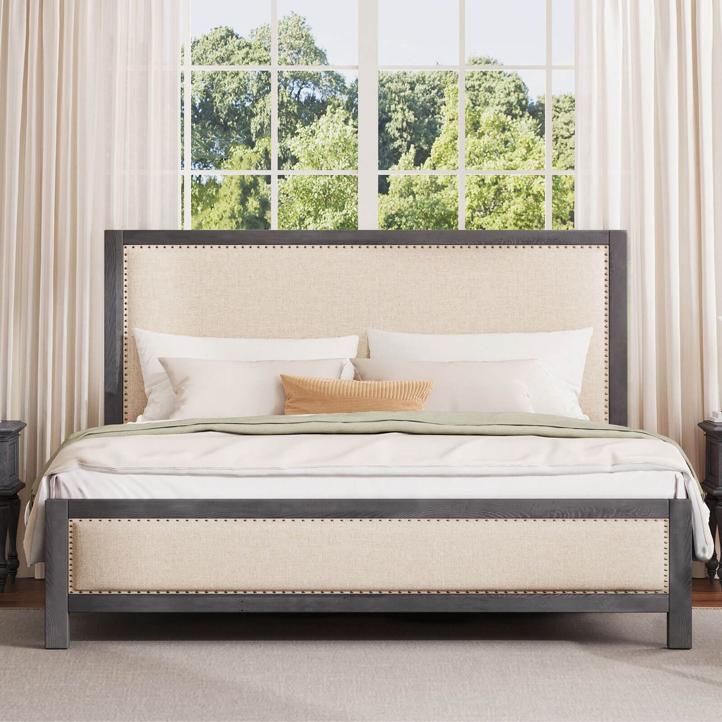 Graystone Solid Wood Bed Frame - Amerlife - King-Rustic-Blue