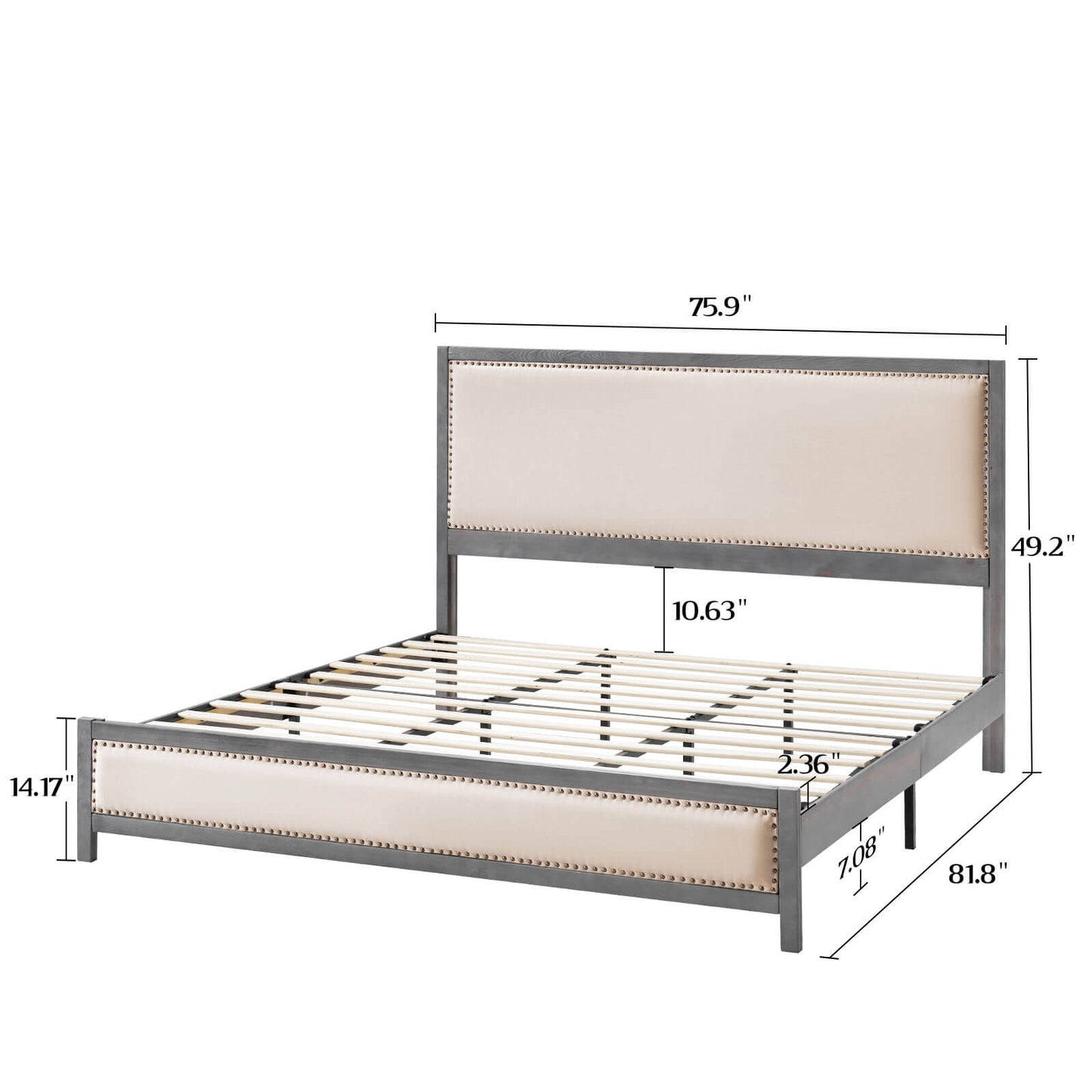 Graystone Solid Wood Bed Frame - Amerlife - King-Rustic-Blue