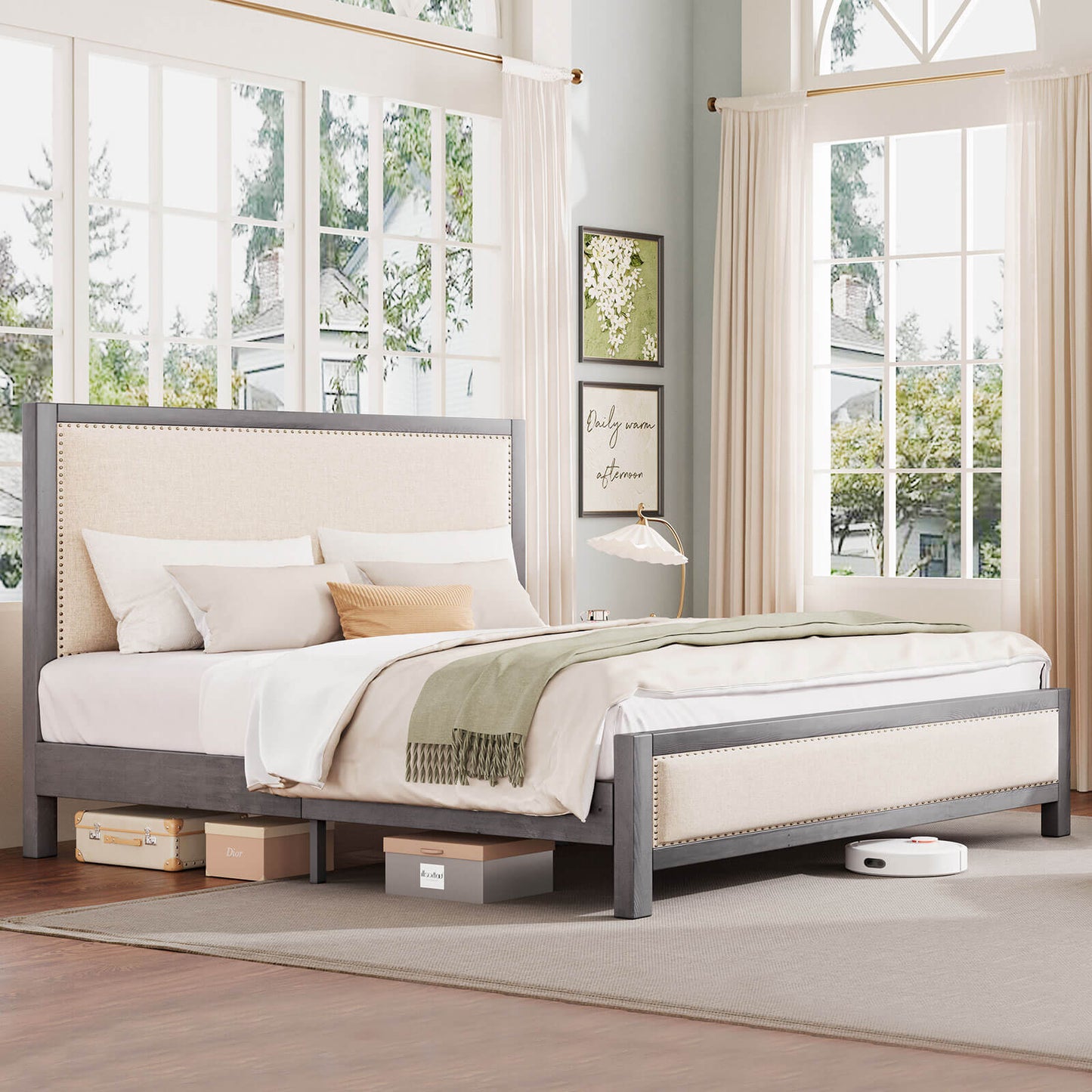 Graystone Solid Wood Bed Frame - Amerlife - King-Rustic-Blue