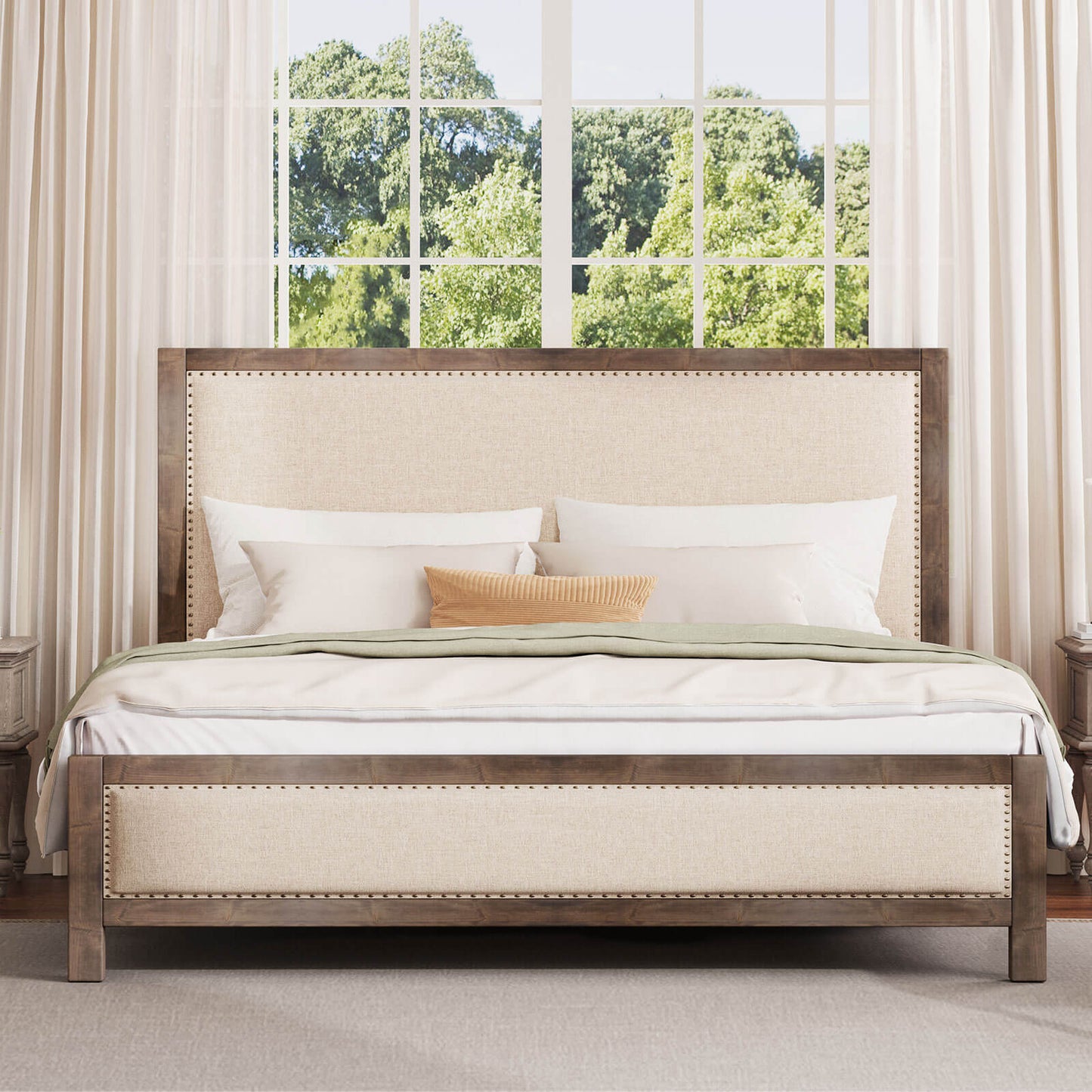 Graystone Solid Wood Bed Frame - Amerlife - King-Rustic-Off-white