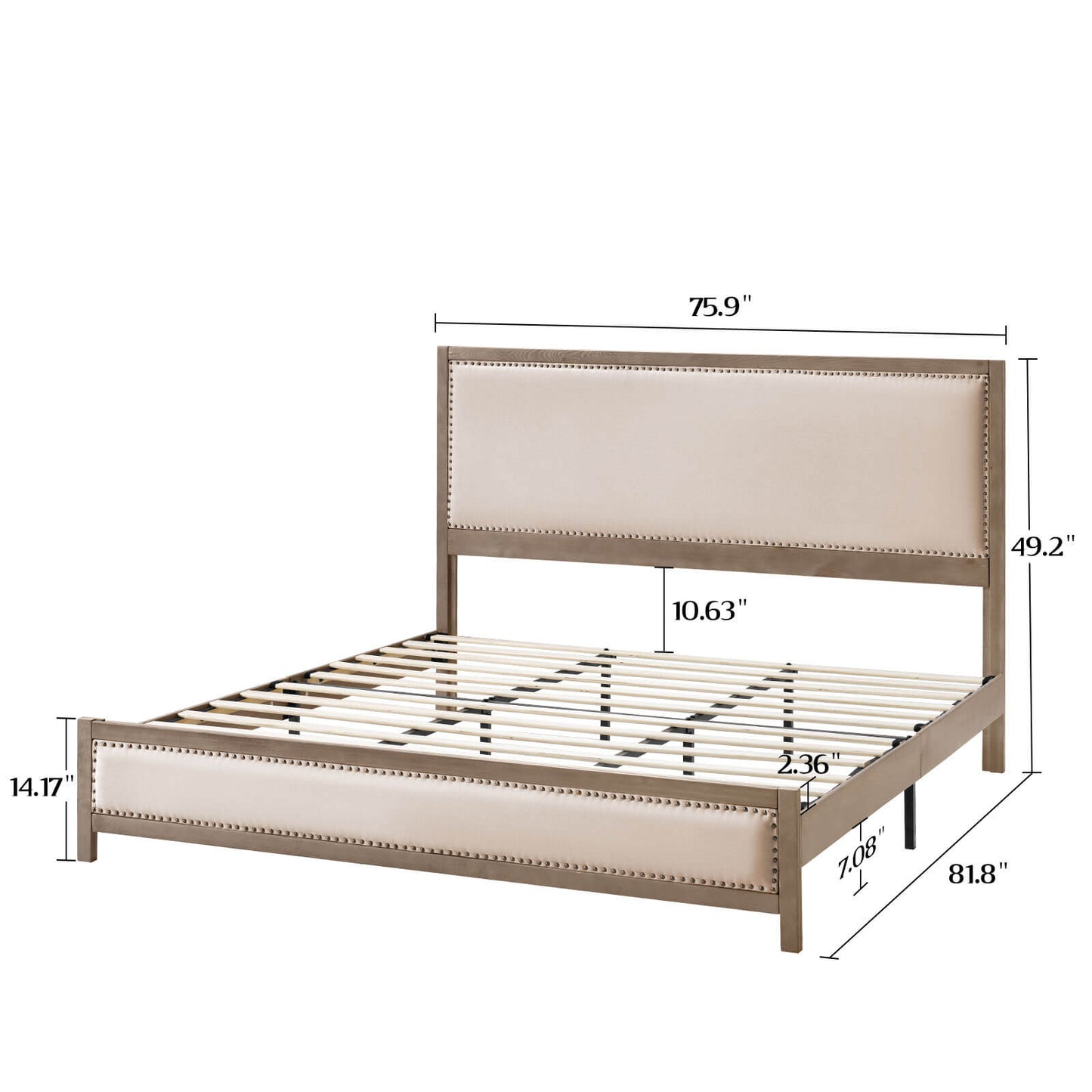 Graystone Solid Wood Bed Frame - Amerlife - King-Rustic-Off-white