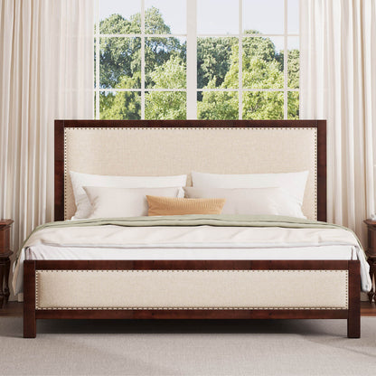 Graystone Solid Wood Bed Frame - Amerlife - King-Walnut