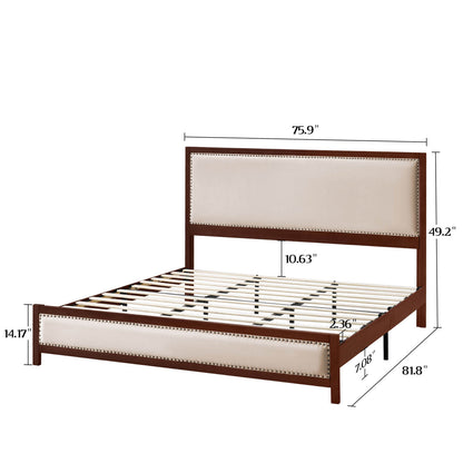 Graystone Solid Wood Bed Frame - Amerlife - King-Walnut