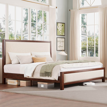 Graystone Solid Wood Bed Frame - Amerlife - King-Walnut