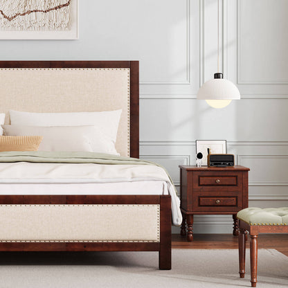 Graystone Solid Wood Bed Frame - Amerlife - King-Walnut