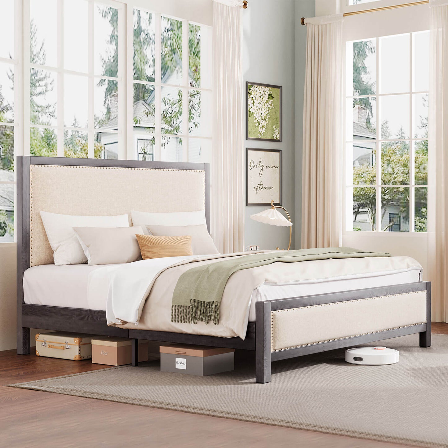 Graystone Solid Wood Bed Frame - Amerlife - Queen-Rustic-Blue