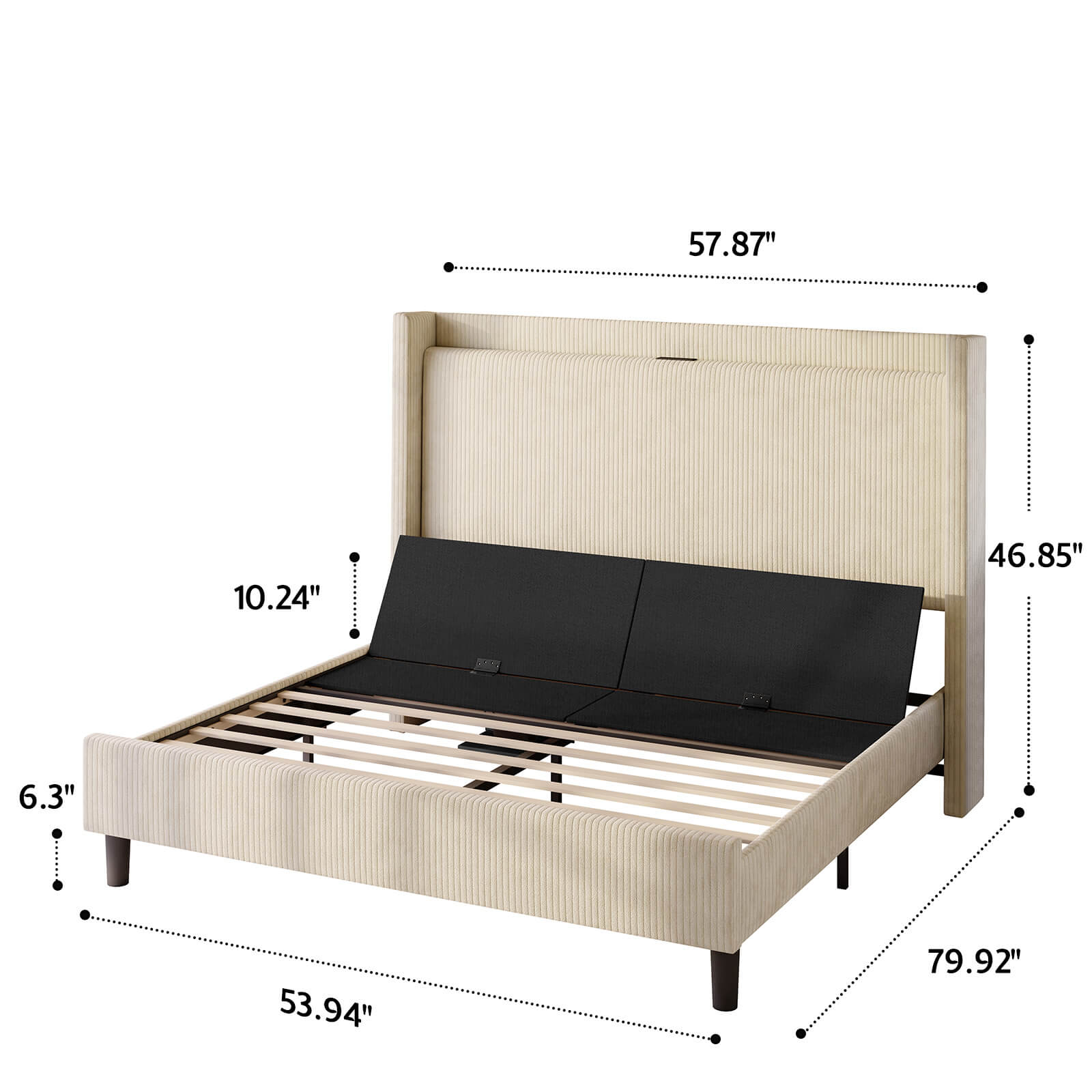 Serena Electric bed frame with head incline - F -Cream - Amerlife