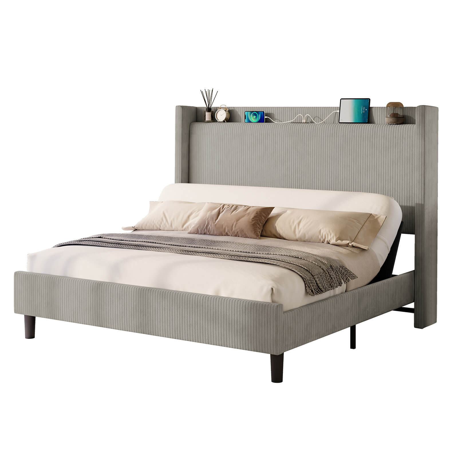 Serena Electric bed frame with head incline - F -Light-Grey - Amerlife