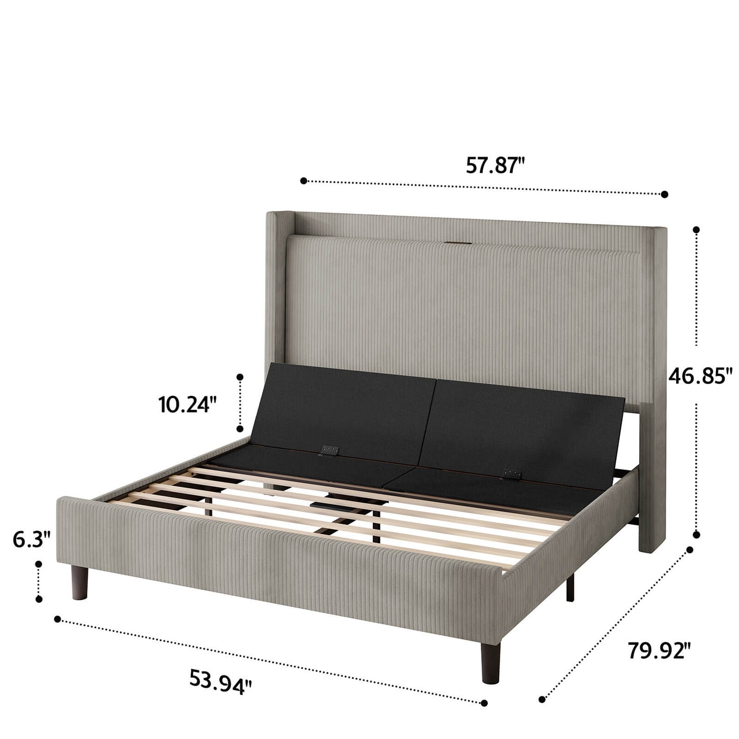 Serena Electric bed frame with head incline - F -Light-Grey - Amerlife