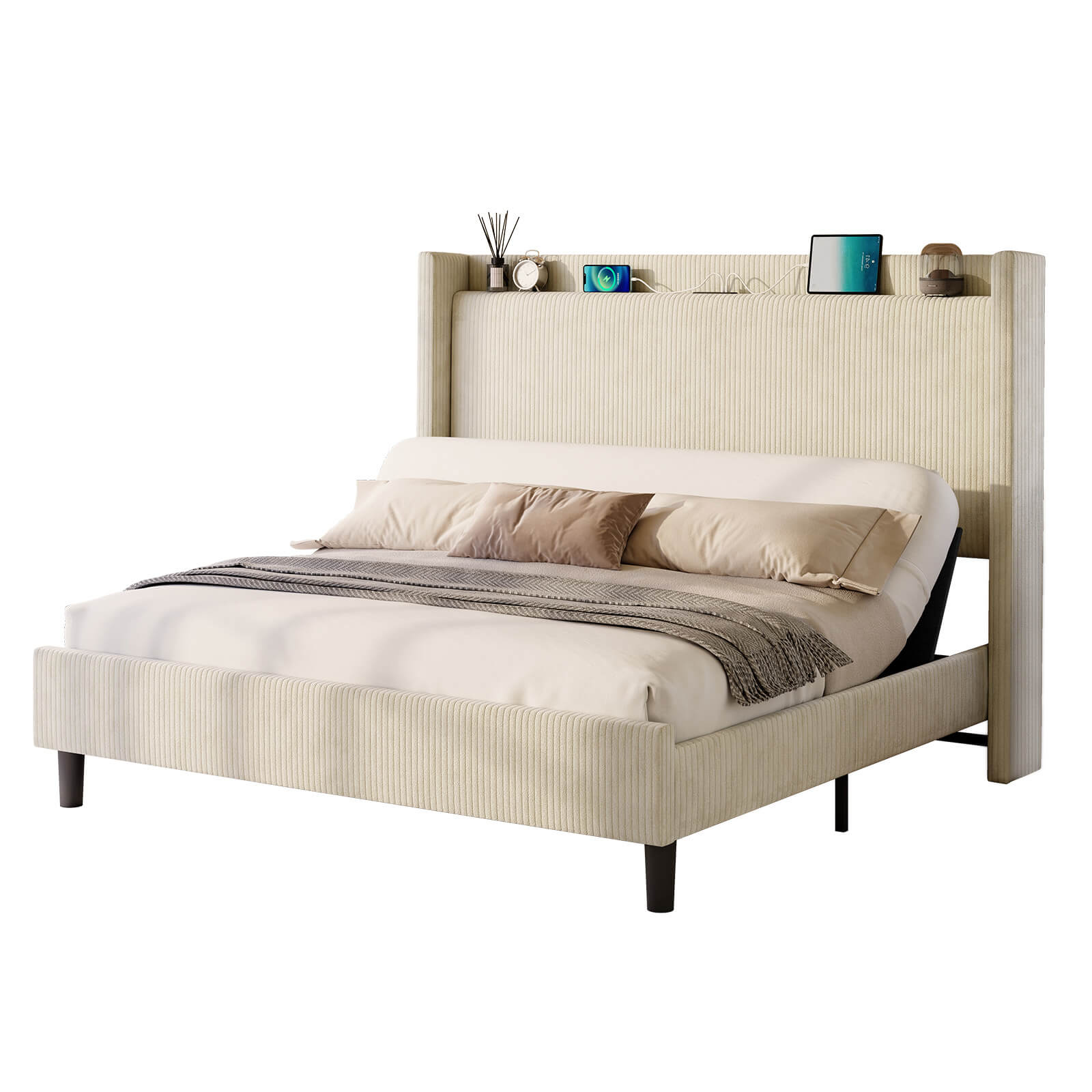 Serena Electric bed frame with head incline - Q -Cream - Amerlife