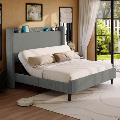 Serena Electric bed frame with head incline - Q -Dark-Grey - Amerlife