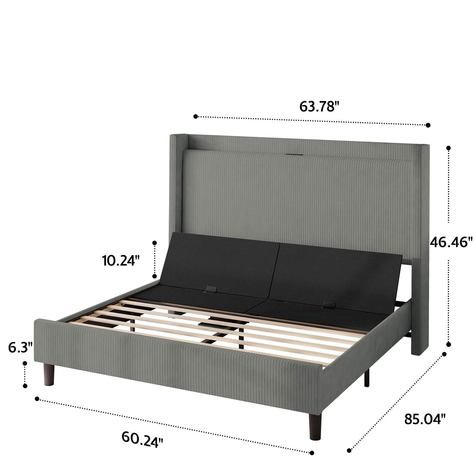 Serena Electric bed frame with head incline - Q -Dark-Grey - Amerlife