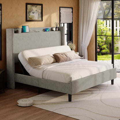 Serena Electric bed frame with head incline - Q -Light-Grey - Amerlife