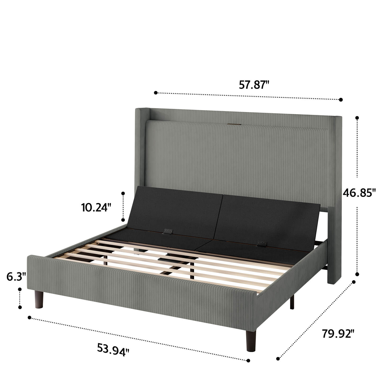 Serena Electric bed frame with head incline - F -Dark-Grey - Amerlife