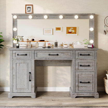 Starling 55" Makeup Vanity - Rustic Grey