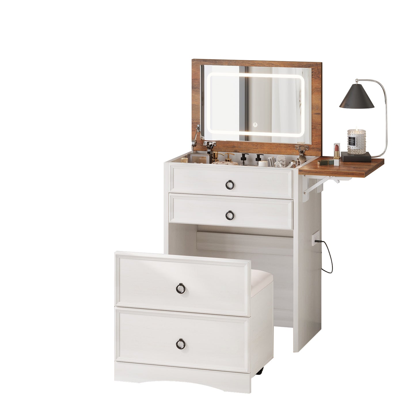 Eyre 3 in 1 Makeup Vanity - Rustic White