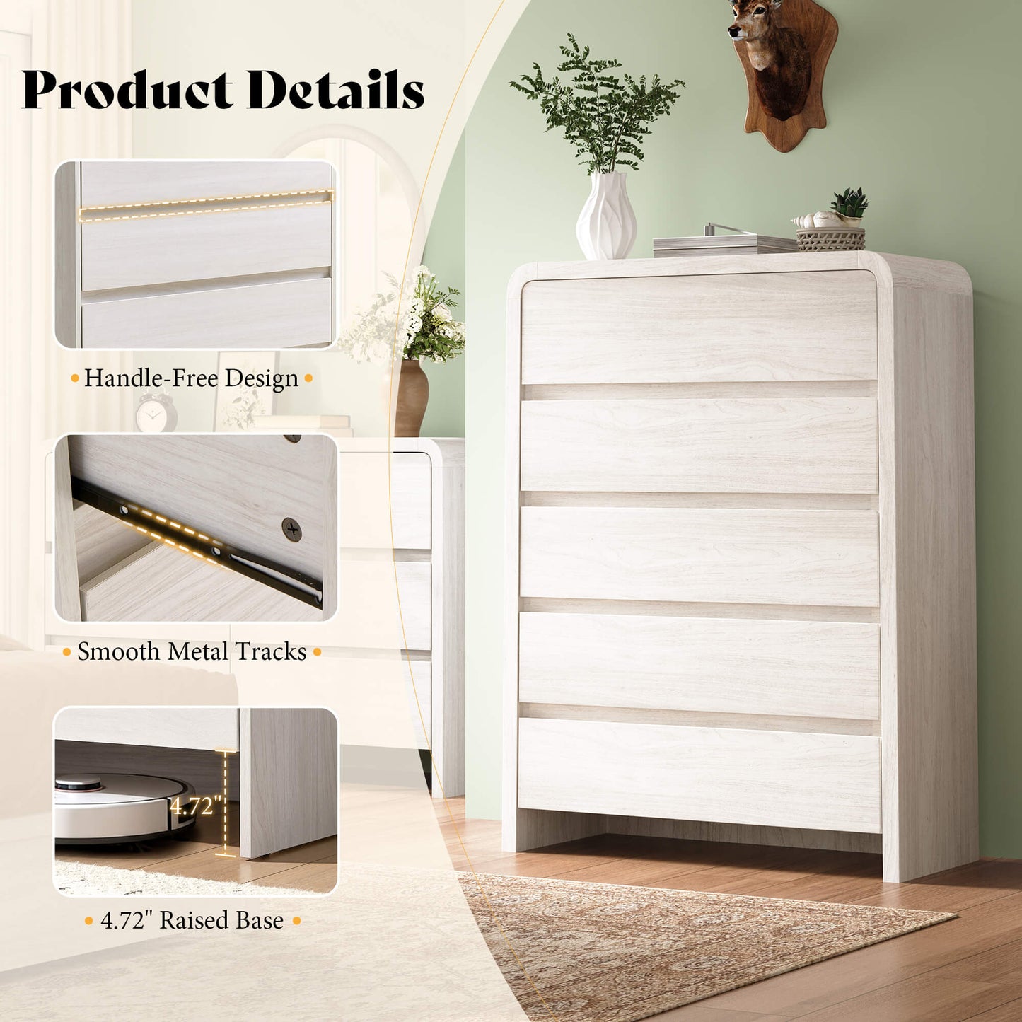 Garyon Modern Bedroom Furniture Set -5+2White