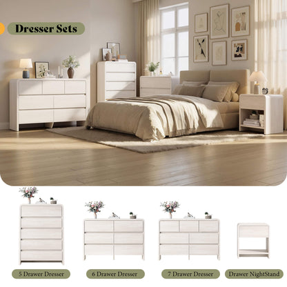Garyon Modern Bedroom Furniture Set -5+2White