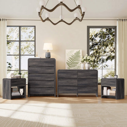 Garyon Modern Bedroom Furniture Set -5+6+2Black
