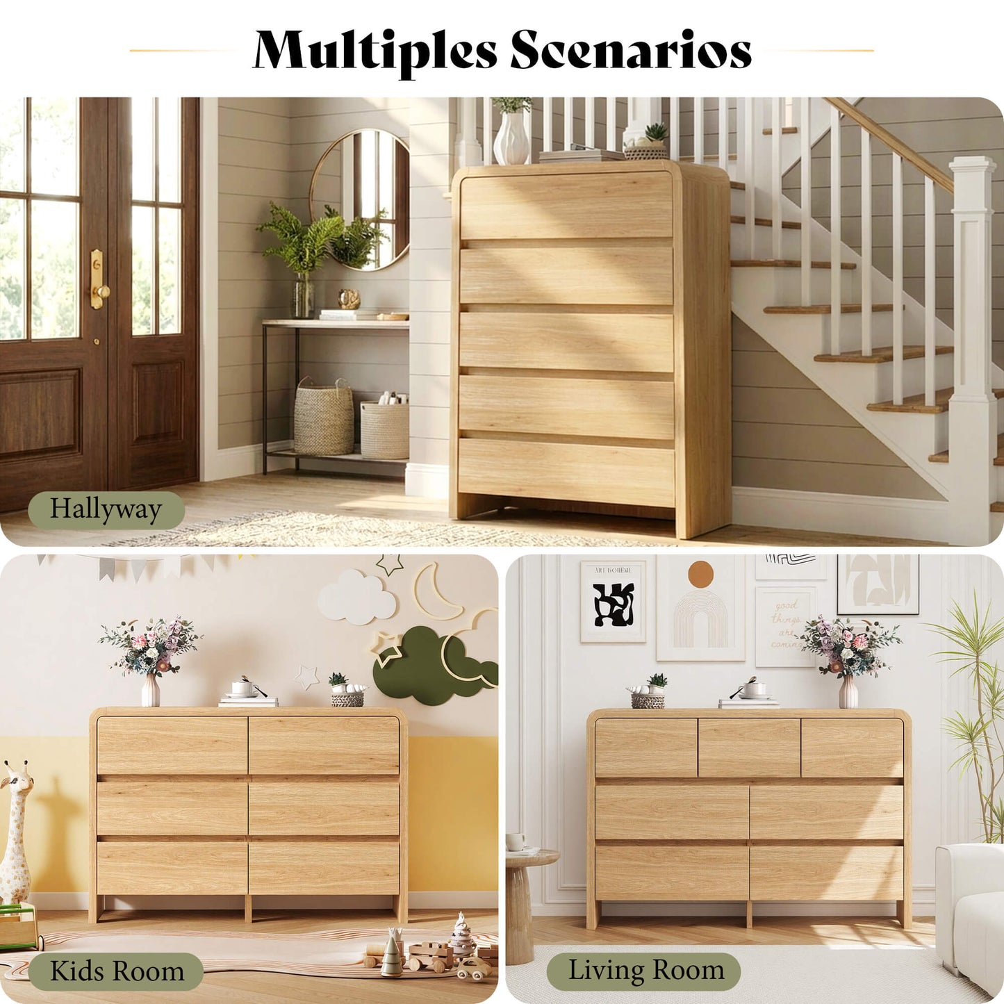 Garyon Modern Bedroom Furniture Set -5+6+2LightOak