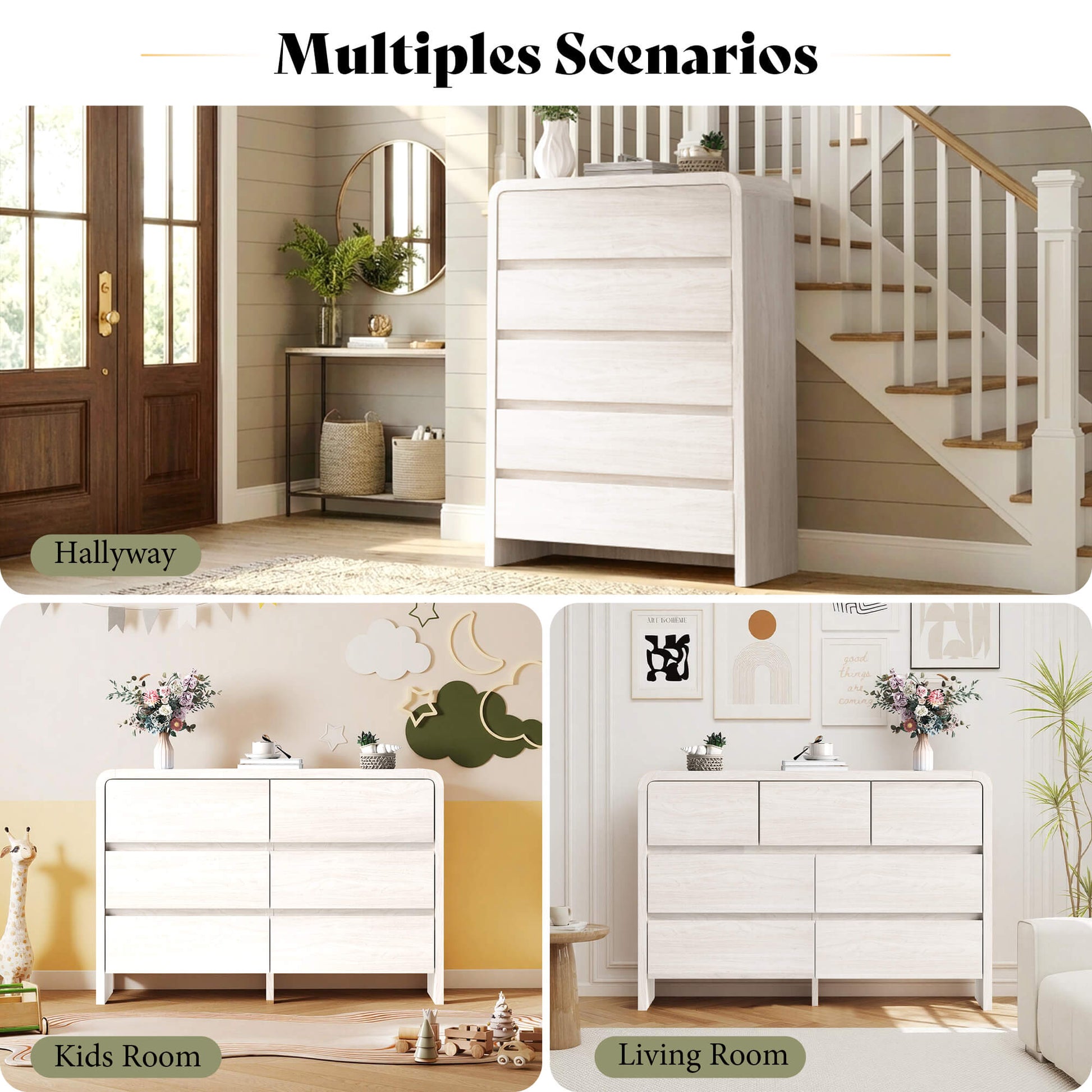 Garyon Modern Bedroom Furniture Set -5+6+2White